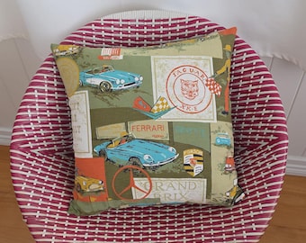 Vintage grand prix cars cushion cover