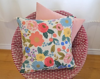 Pretty in pink Japanese flowers cushion cover