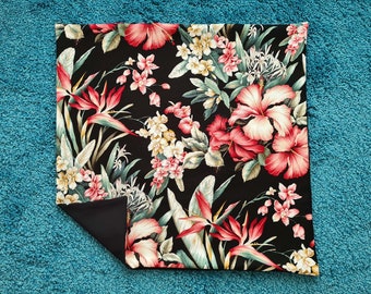 Tropical barkcloth European cushion cover - black