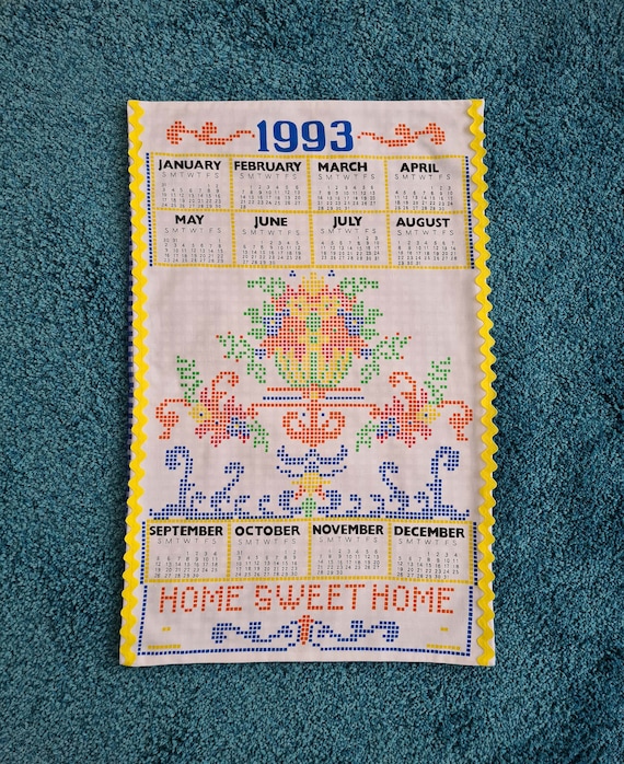 1993 Calendar Pillow Cover - Etsy