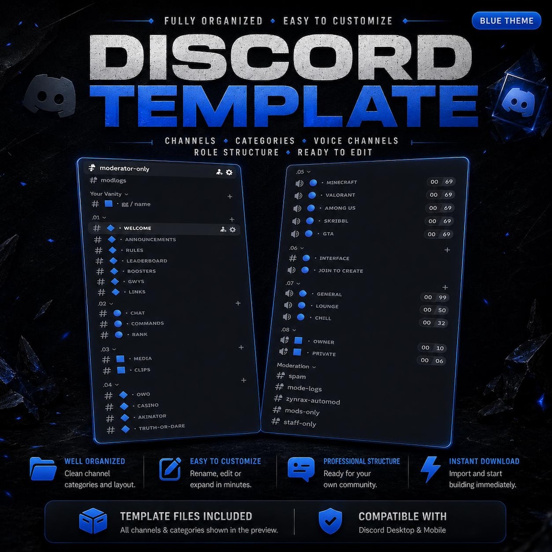 Streamer Roles Gaming Discord Server Template, Aesthetic Community Setup, Custom Roles ...