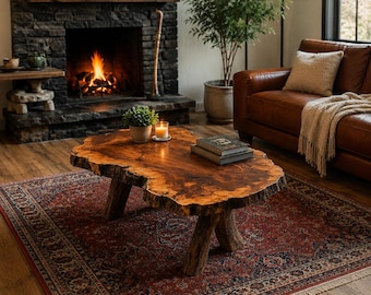 Live Edge Walnut Coffee Table | Handmade Solid Wood Coffee Table | Rustic Farmhouse Table | Natural Wood Slab Furniture