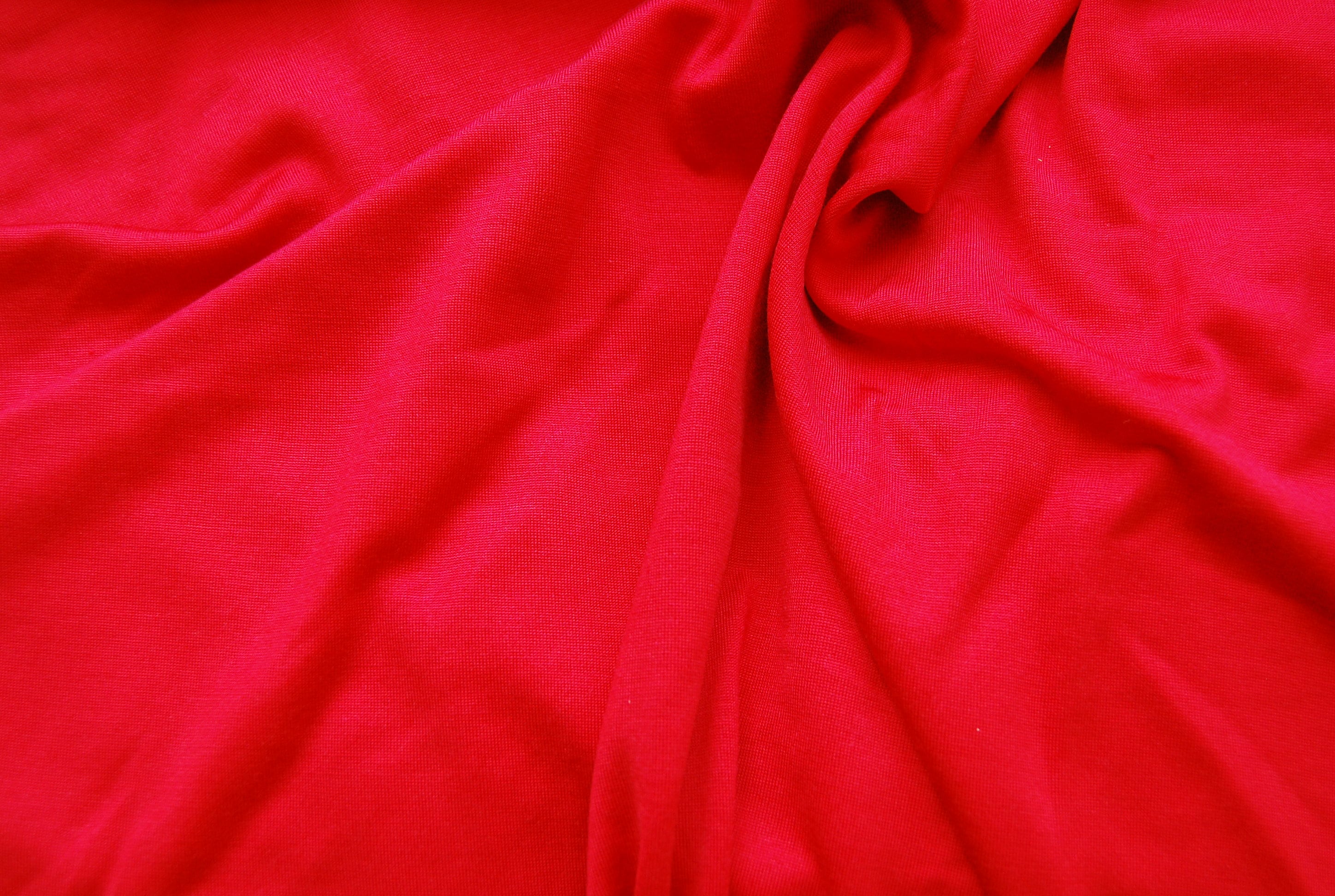 Silk Jersey, Color Tomato Red, Luxury Silk Fabric Sold by the