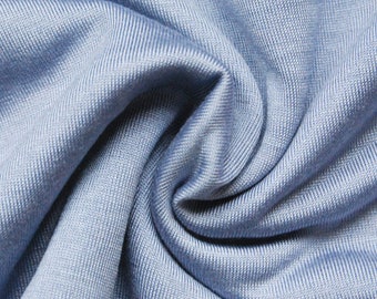 Seidenjersey blaugrau, 0,5 Meter,  Jersey aus echter Seide für luxuriöse Nähprojekte, mittlere Stärke