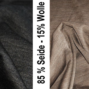 silk wool jersey,  luxury silk fabric, 85 silk, 15 Wool, fabric, 50cm, mud and anthrazit