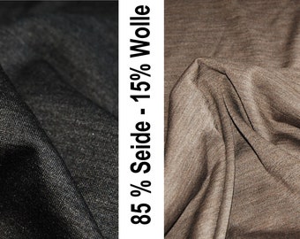 silk wool jersey,  luxury silk fabric, 85 silk, 15 Wool, fabric, 50cm, mud and anthrazit