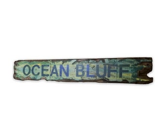 Large Rustic Sign Saying Ocean Bluff Super Distressed Wooden Sign for Home. Beach Sign