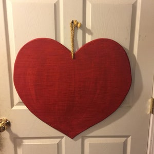 Large Wooden Heart, 24in Hanging Wood Heart, Red Door Decor
