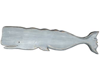 Large Whale - Wooden Whale  - Shown  Slate Gray   - 5 Colors - Wood Carving, Wall Hanging, Indoor Outdoor, has a happy  Father's Day ,Dad