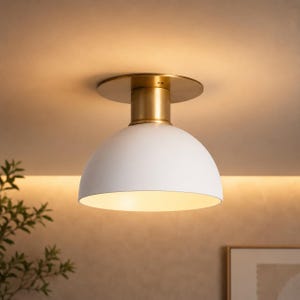 Messing Semi-Flush Mount Lampe: Mid-Century Deckenleuchte