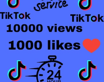 TITEL 10 000 TikTok-visningar + 1 000 TikTok-gillamarkeringar Tjänst, TikTok-marknadsföring, tillväxt i sociala medier, ökat engagemang