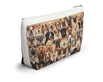 Nécessaire com estampa de carinhas de cachorro | Bolsa de maquiagem com zíper | Personalizada com sua foto