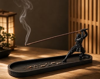Samurai Incense Holder, Japanese Incense Burner, Ash Catcher, Zen Meditation Decor