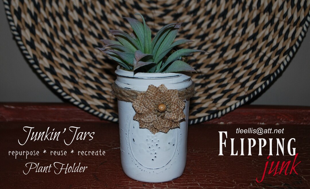 Mason Jar Plant Holder Pint Size Wide Mouth Distressed Home Etsy