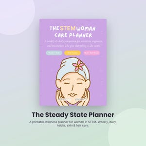 Agenda del benessere stampabile e digitale per donne nel settore STEM / Monitoraggio settimanale e giornaliero delle abitudini / Cura di sé: cura della pelle e dei capelli