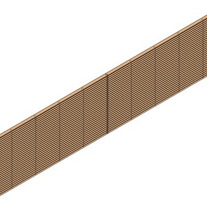 May include: A long, rectangular wooden wall panel featuring a series of horizontal slats arranged in a uniform, repeating pattern. The light brown wood grain is visible across the surface, which is framed by a solid wooden border on all sides.