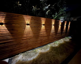 Planos para construir una valla veneciana de listones (hágalo usted mismo) / Guía de construcción de valla moderna de listones horizontales (PDF) / Patrón de carpintería para valla de madera (escalable)