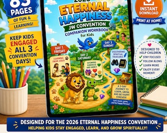 Quaderno di lavoro per bambini della Convention della Felicità Eterna 2026 / Attività per la Convention dei Testimoni di Geova / Libro di attività bibliche stampabile in PDF