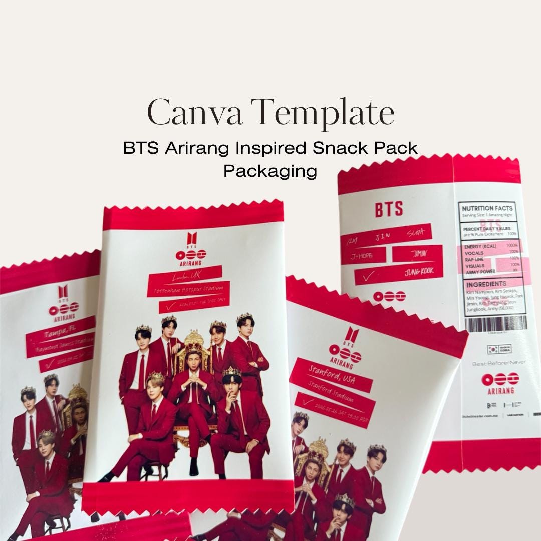 BTS Arirang Snack Pack Template | K-pop Photocard Holder (digital