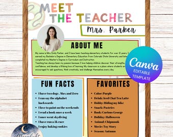 Plantilla de presentación para el profesor/a (Donut Meet the Teacher) / Plantilla editable de Canva / Vuelta al cole / Profesor/a de primaria / Descarga instantánea