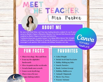 Colorful Meet the Teacher Template | Editable Canva Template | Back to School | Elementary Teacher | Instant Download