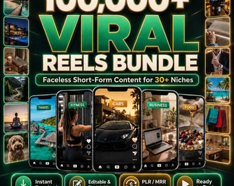 100K+ Viral Reels Bundle, Faceless Short Videos, AI Animated Social Media Clips for TikTok, Instagram Reels, YouTube Shorts