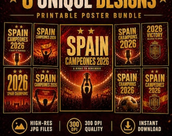Spain champions 2026 printable poster bundle - spanish football wall art - soccer fan gift - instant digital download