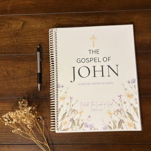 Gospel of John Scripture Writing Journal | Bible Study Journal | Christian Prayer & Reflection Notebook | Wildflower