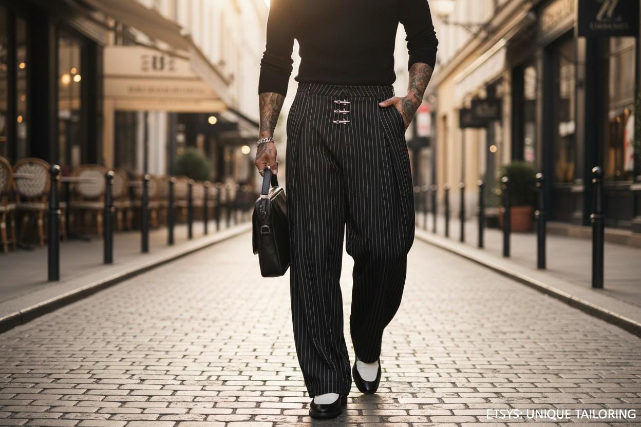 Vintage Wide Leg Pinstripe Pants - Etsy