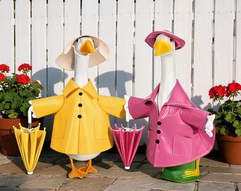 Raincoat Outfit For 23 Inch Porch Goose Statue, Summer Garden Lawn Goose Dress Up Clothes, Summer Garden Decor, Available in Yellow and Pink