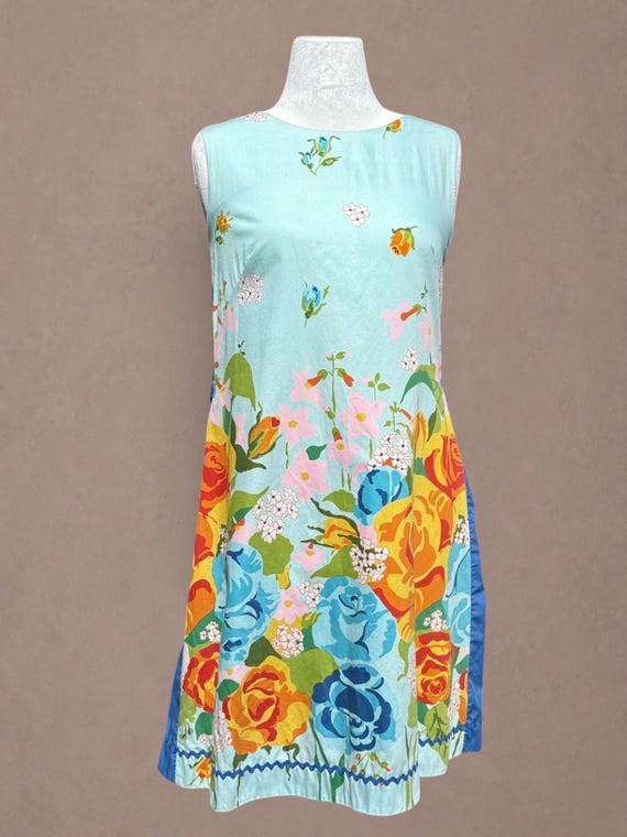 Vintage Alice Polynesian 1960s Floral Shift Dress