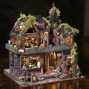 Gothic Haunted House Book Nook Kit DIY Wooden Witch House LED Miniature Halloween Decor Gift