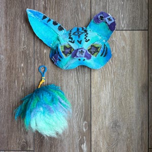Set unico di maschera e coda Therian con effetto ombré.
