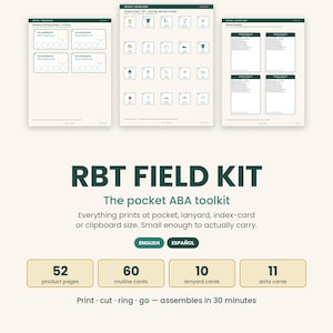 RBT Field Kit, Pocket ABA Therapy Materials for Behavior Techs, Token Boards Data Sheets Lanyard Cards, Bilingual Spanish, Instant Download