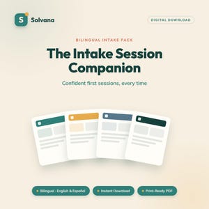 Therapy Intake Forms and First Session Guide, ABA and Counseling Intake Questions, Bilingual English Spanish Workbook