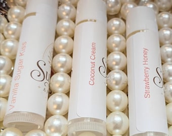 Lip Balm Trio Gift Set | Vanilla Sugar, Strawberry Honey & Coconut Cream | Handmade Moisturizing Lip Balms