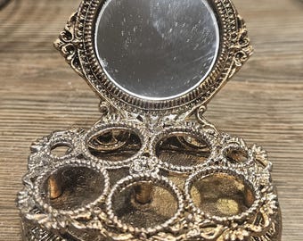 vintage celeste brass lipstick holder with attached mirror