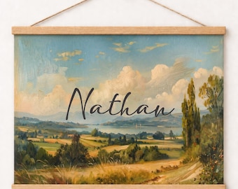 Personalized Name Banner, Countryside Canvas Wall Hanging
