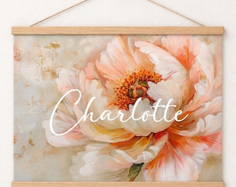 Custom Nursery Name Banner | Wildflower Baby Name | Printed Canvas Fabric Wall Hanging