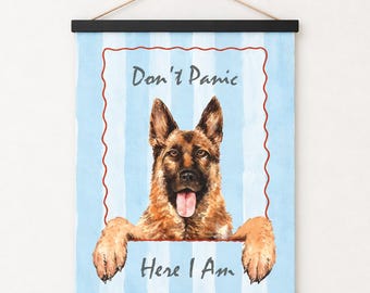 German Shepherd Wall Art,  Don’t Panic Dog Canvas Art