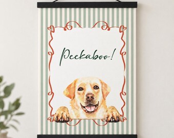 Labrador  Wall Art, Peekaboo Puppy Canvas Art, Dog Decor