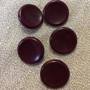 Set of Five Cordovan Brown Round Vintage Plastic Buttons B1279
