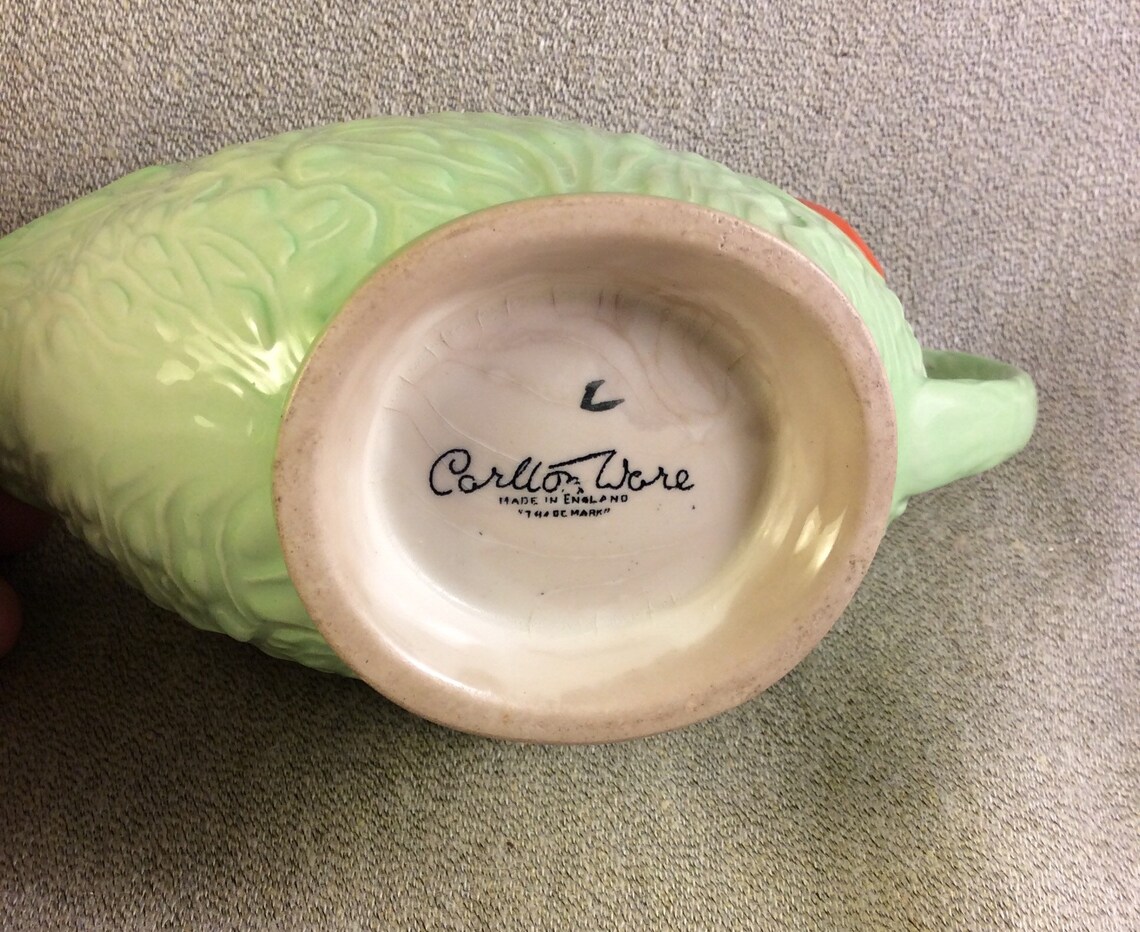 Vintage Celadon Green Gravy Boat with Red Tomato Carlton Etsy