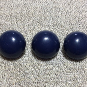 Three Large Navy Blue Vintage Dome Shaped Plastic Buttons Self Shanks B1351
