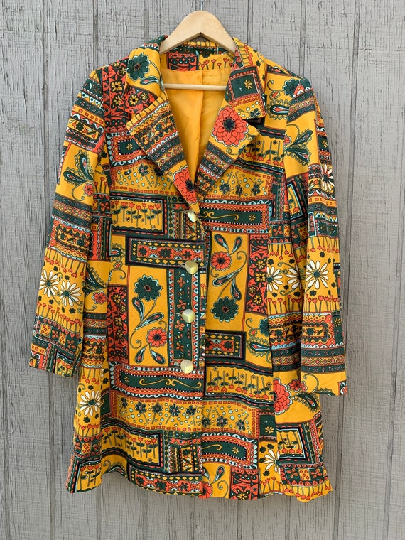 Psychedelic 60s Jacket Gold Green Orange