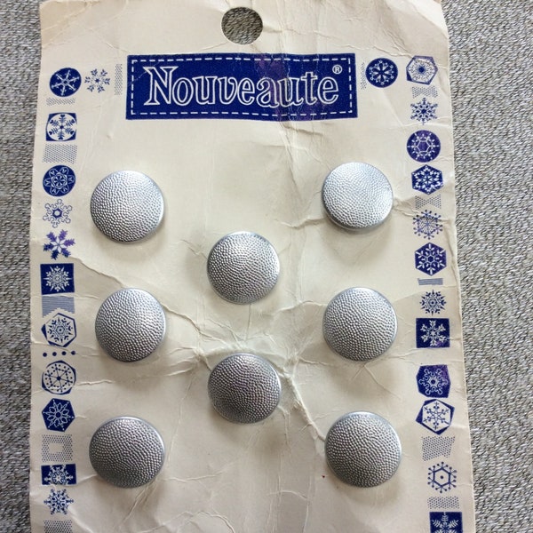 Eight Aluminum Colored Textured Vintage Nouveaute Buttons B1403