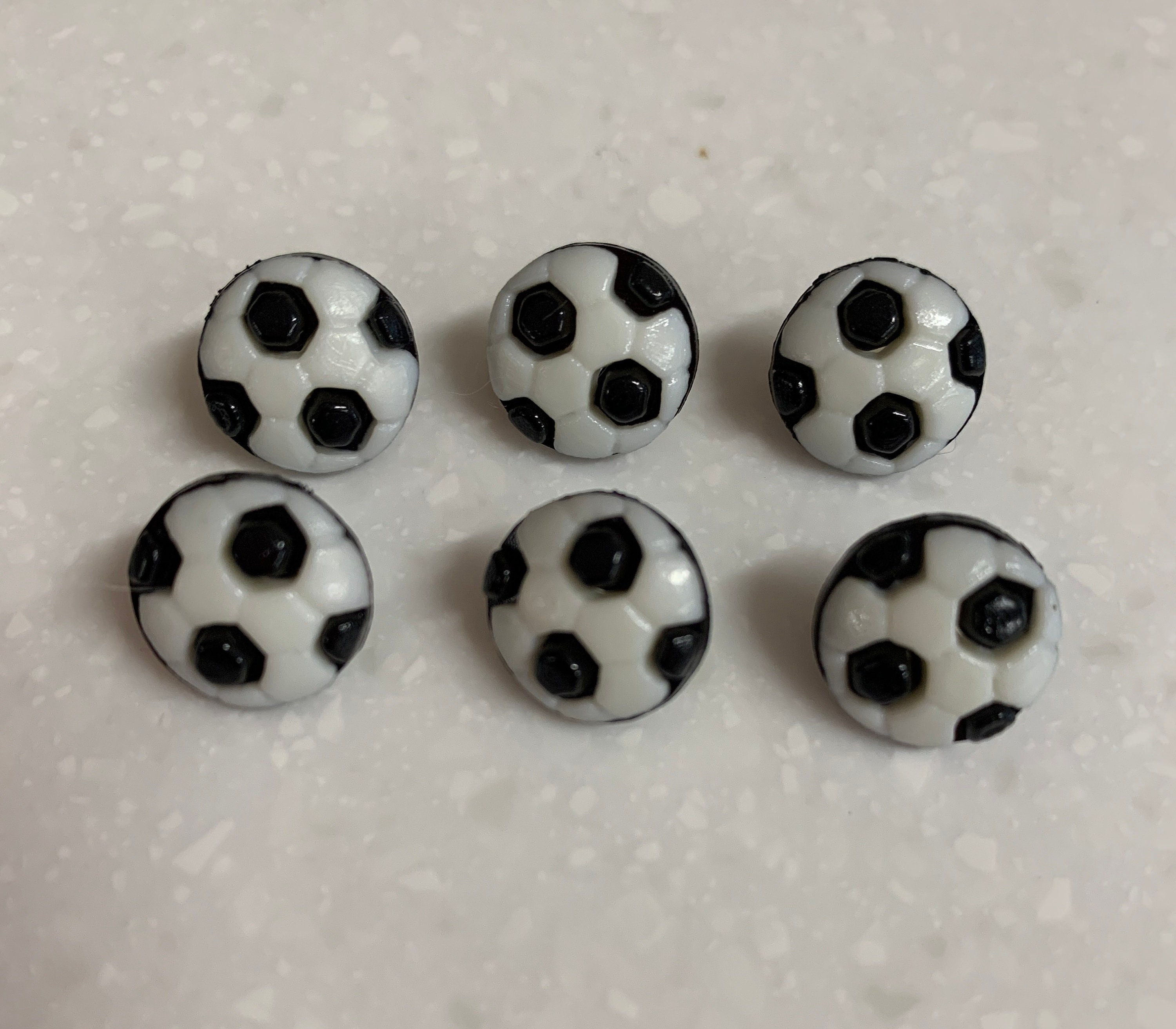 Six Black and White Plastic Soccer Ball Buttons - Shank Buttons BT1147 ...