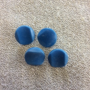 Four Small Robins Egg Blue Plastic Buttons Self Shanks B1462