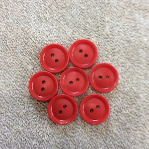 Seven Small Red Vintage Plastic Shirt  Buttons - B1464