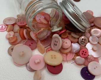 Pretty Dress Button 716 in Diameter Set of 50 Bright Pink Crape Mrytle Vintage Buttons